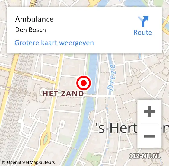 Locatie op kaart van de 112 melding: Ambulance Den Bosch op 1 juli 2019 16:49