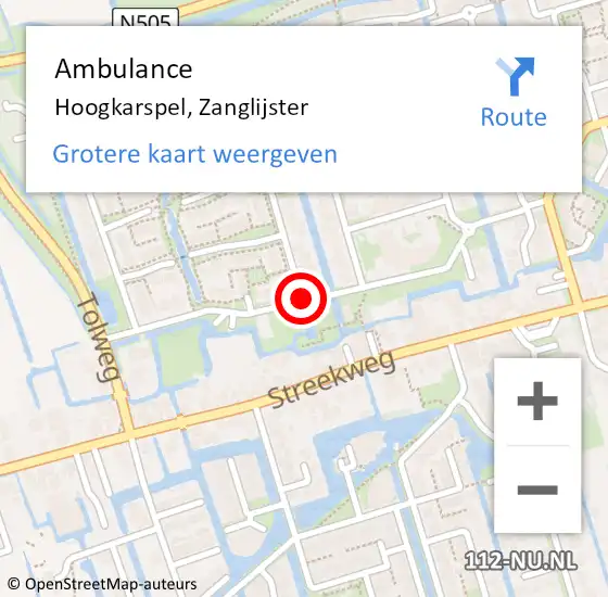 Locatie op kaart van de 112 melding: Ambulance Hoogkarspel, Zanglijster op 1 juli 2019 17:34