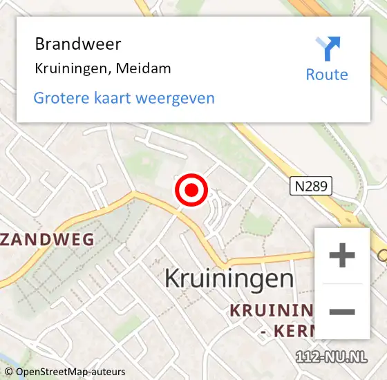 Locatie op kaart van de 112 melding: Brandweer Kruiningen, Meidam op 1 juli 2019 19:31