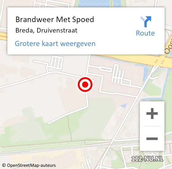 Locatie op kaart van de 112 melding: Brandweer Met Spoed Naar Breda, Druivenstraat op 1 juli 2019 20:12