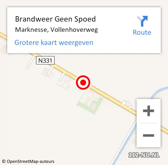 Locatie op kaart van de 112 melding: Brandweer Geen Spoed Naar Marknesse, Vollenhoverweg op 1 juli 2019 20:45