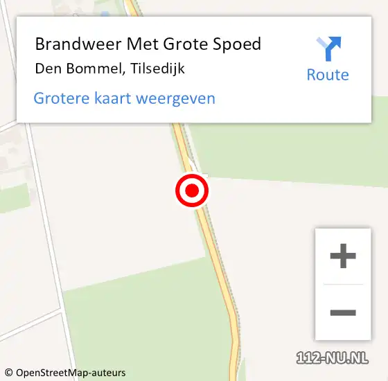 Locatie op kaart van de 112 melding: Brandweer Met Grote Spoed Naar Den Bommel, Tilsedijk op 1 juli 2019 21:01