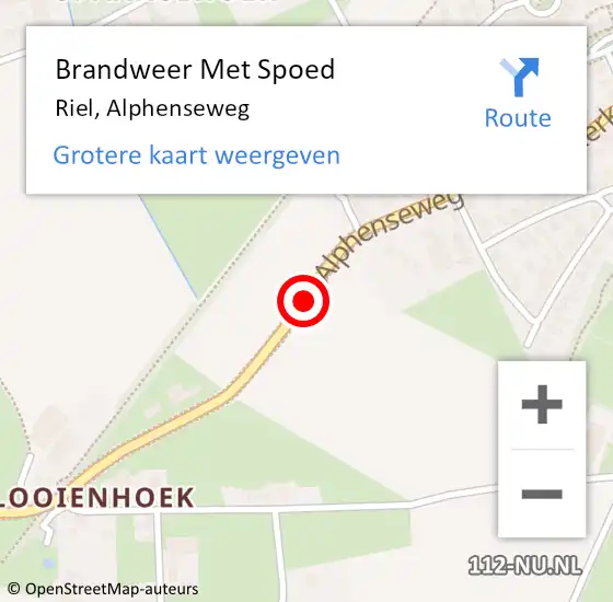 Locatie op kaart van de 112 melding: Brandweer Met Spoed Naar Riel, Alphenseweg op 1 juli 2019 21:43