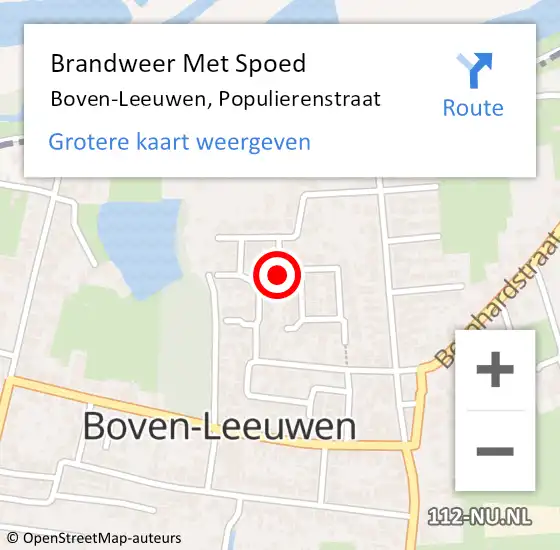 Locatie op kaart van de 112 melding: Brandweer Met Spoed Naar Boven-Leeuwen, Populierenstraat op 1 juli 2019 21:55