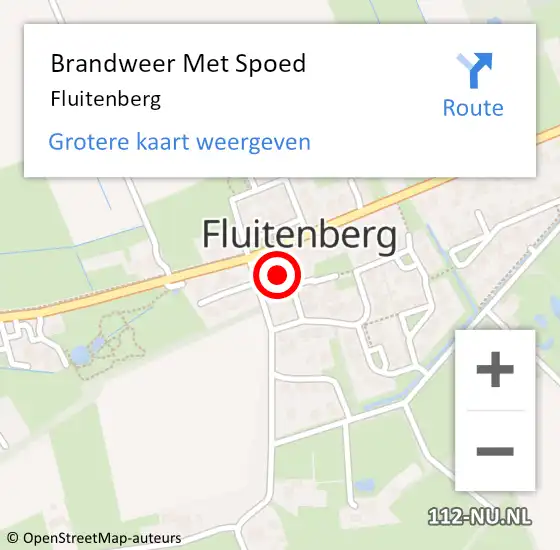 Locatie op kaart van de 112 melding: Brandweer Met Spoed Naar Fluitenberg op 1 juli 2019 21:56