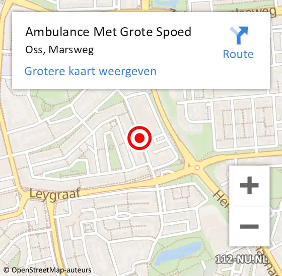 Locatie op kaart van de 112 melding: Ambulance Met Grote Spoed Naar Oss, Marsweg op 1 juli 2019 22:54