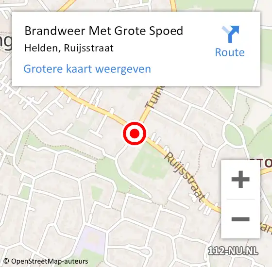 Locatie op kaart van de 112 melding: Brandweer Met Grote Spoed Naar Helden, Ruijsstraat op 1 juli 2019 23:02