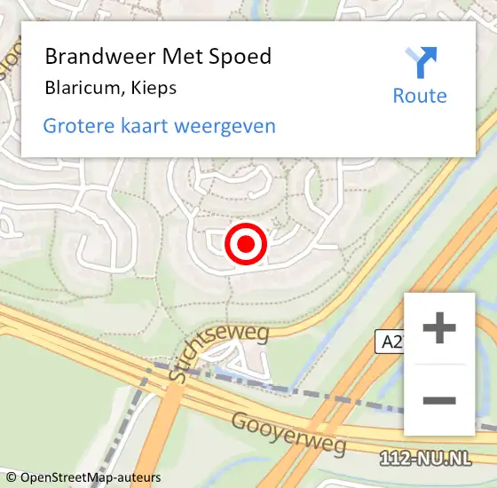 Locatie op kaart van de 112 melding: Brandweer Met Spoed Naar Blaricum, Kieps op 1 juli 2019 23:06