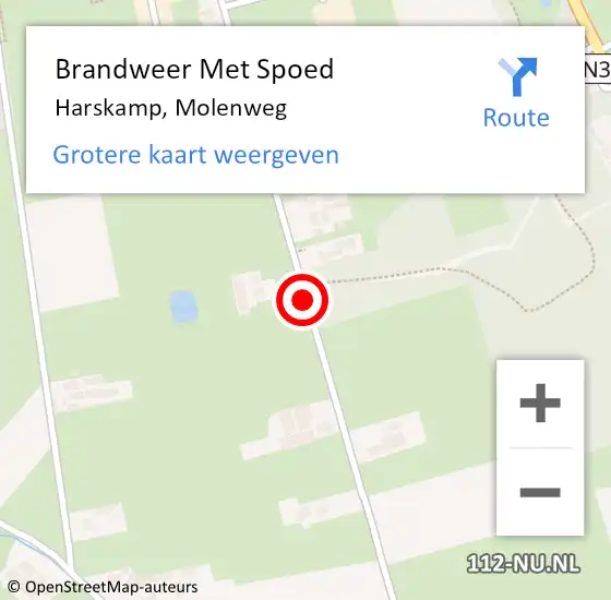 Locatie op kaart van de 112 melding: Brandweer Met Spoed Naar Harskamp, Molenweg op 2 juli 2019 00:07