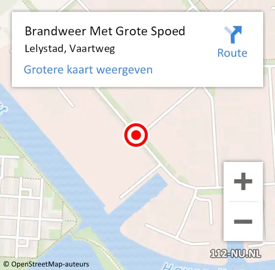 Locatie op kaart van de 112 melding: Brandweer Met Grote Spoed Naar Lelystad, Vaartweg op 2 juli 2019 00:33