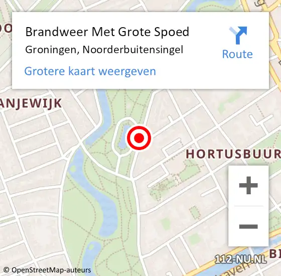 Locatie op kaart van de 112 melding: Brandweer Met Grote Spoed Naar Groningen, Noorderbuitensingel op 2 juli 2019 02:12