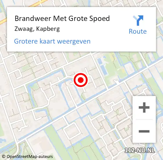 Locatie op kaart van de 112 melding: Brandweer Met Grote Spoed Naar Zwaag, Kapberg op 2 juli 2019 02:18