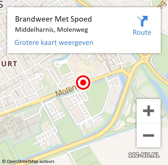 Locatie op kaart van de 112 melding: Brandweer Met Spoed Naar Middelharnis, Molenweg op 2 juli 2019 02:37