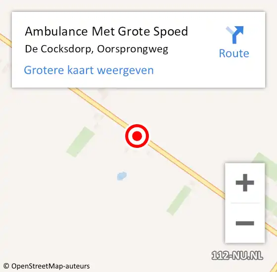 Locatie op kaart van de 112 melding: Ambulance Met Grote Spoed Naar De Cocksdorp, Oorsprongweg op 2 juli 2019 06:22