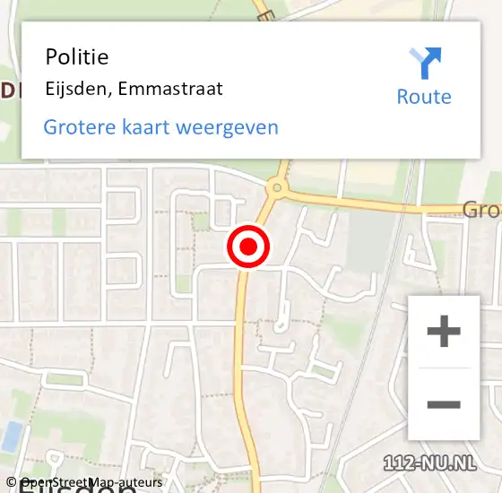 Locatie op kaart van de 112 melding: Politie Eijsden, Emmastraat op 2 juli 2019 07:36