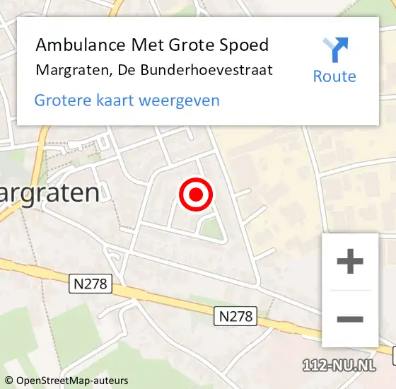 Locatie op kaart van de 112 melding: Ambulance Met Grote Spoed Naar Margraten, De Bunderhoevestraat op 6 april 2014 10:19