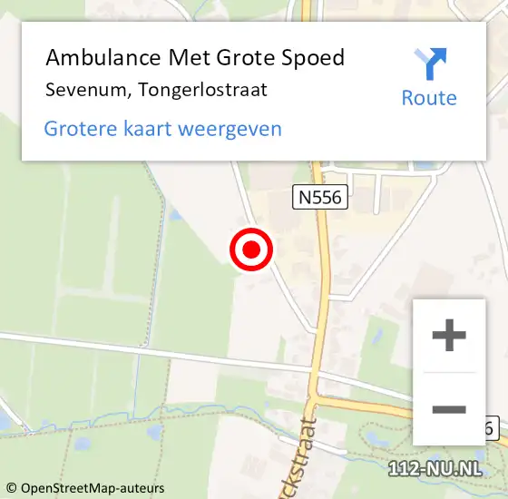 Locatie op kaart van de 112 melding: Ambulance Met Grote Spoed Naar Sevenum, Tongerlostraat op 6 april 2014 10:23