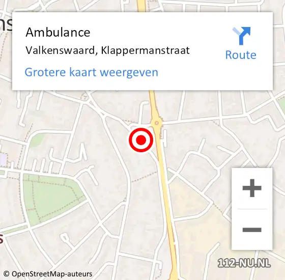 Locatie op kaart van de 112 melding: Ambulance Valkenswaard, Klappermanstraat op 2 juli 2019 09:09