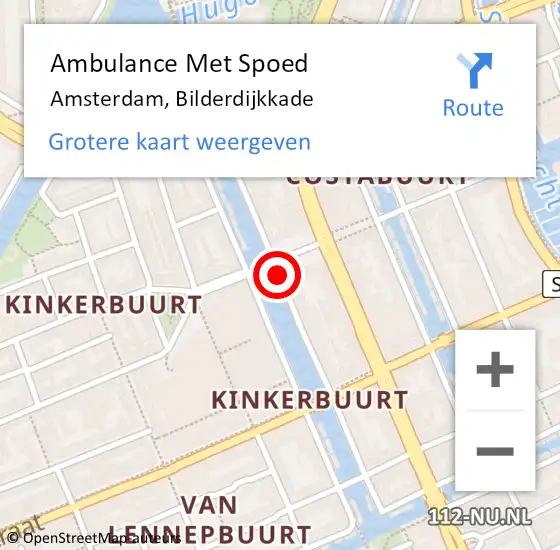 Locatie op kaart van de 112 melding: Ambulance Met Spoed Naar Amsterdam, Bilderdijkkade op 2 juli 2019 09:44