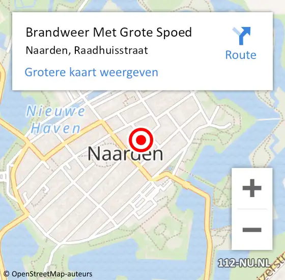 Locatie op kaart van de 112 melding: Brandweer Met Grote Spoed Naar Naarden, Raadhuisstraat op 2 juli 2019 10:44