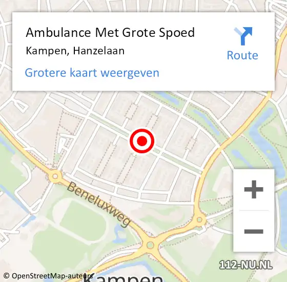 Locatie op kaart van de 112 melding: Ambulance Met Grote Spoed Naar Kampen, Hanzelaan op 2 juli 2019 10:54