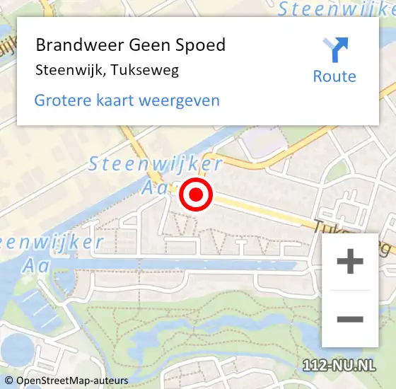 Locatie op kaart van de 112 melding: Brandweer Geen Spoed Naar Steenwijk, Tukseweg op 2 juli 2019 11:01