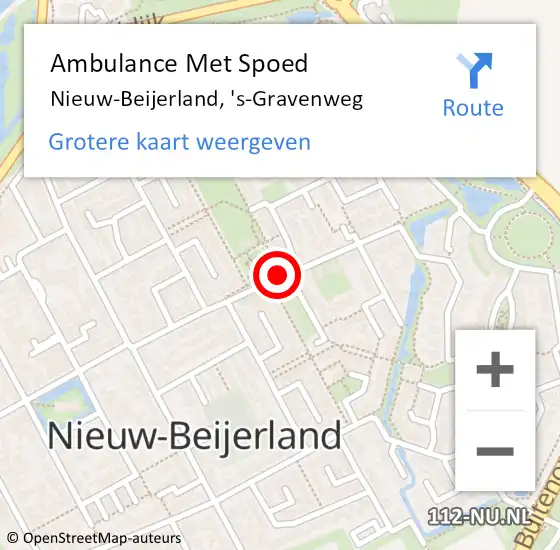 Locatie op kaart van de 112 melding: Ambulance Met Spoed Naar Nieuw-Beijerland, 's-Gravenweg op 2 juli 2019 11:30