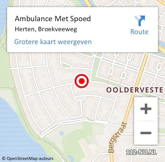 Locatie op kaart van de 112 melding: Ambulance Met Spoed Naar Herten, Broekveeweg op 2 juli 2019 12:07