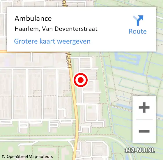 Locatie op kaart van de 112 melding: Ambulance Haarlem, Van Deventerstraat op 2 juli 2019 12:46