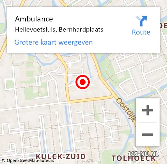 Locatie op kaart van de 112 melding: Ambulance Hellevoetsluis, Bernhardplaats op 2 juli 2019 12:57