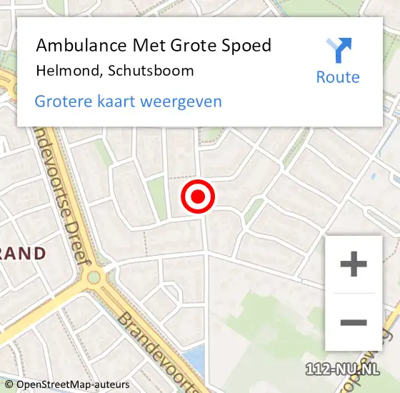Locatie op kaart van de 112 melding: Ambulance Met Grote Spoed Naar Helmond, Schutsboom op 2 juli 2019 13:02