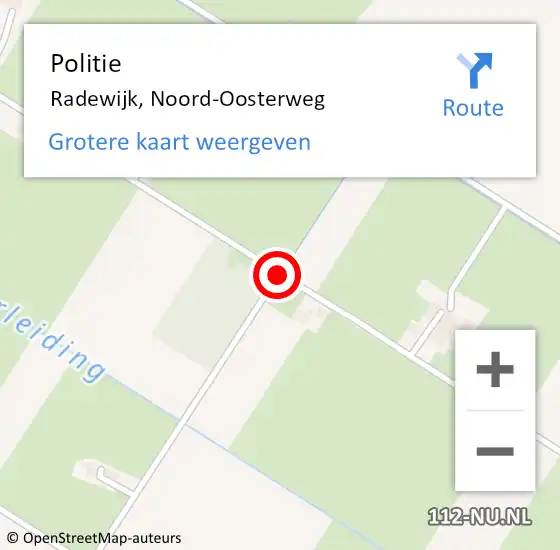 Locatie op kaart van de 112 melding: Politie Radewijk, Noord-Oosterweg op 2 juli 2019 13:10