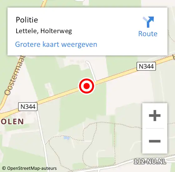 Locatie op kaart van de 112 melding: Politie Lettele, Holterweg op 2 juli 2019 13:43