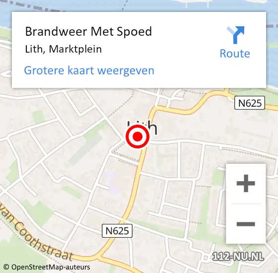 Locatie op kaart van de 112 melding: Brandweer Met Spoed Naar Lith, Marktplein op 2 juli 2019 14:20