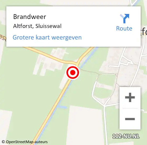 Locatie op kaart van de 112 melding: Brandweer Altforst, Sluissewal op 2 juli 2019 14:47
