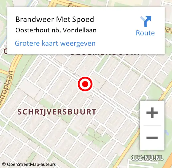 Locatie op kaart van de 112 melding: Brandweer Met Spoed Naar Oosterhout nb, Vondellaan op 2 juli 2019 14:50