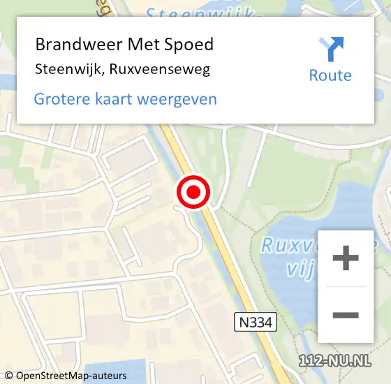 Locatie op kaart van de 112 melding: Brandweer Met Spoed Naar Steenwijk, Ruxveenseweg op 2 juli 2019 14:51