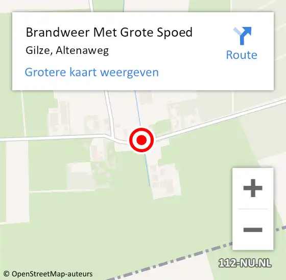 Locatie op kaart van de 112 melding: Brandweer Met Grote Spoed Naar Gilze, Altenaweg op 2 juli 2019 15:12