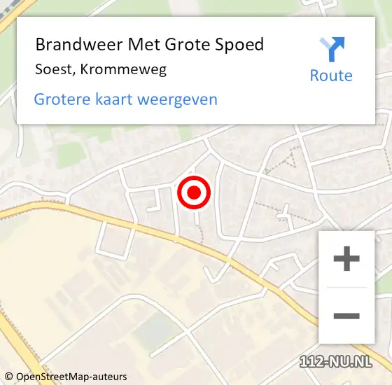 Locatie op kaart van de 112 melding: Brandweer Met Grote Spoed Naar Soest, Krommeweg op 2 juli 2019 15:19