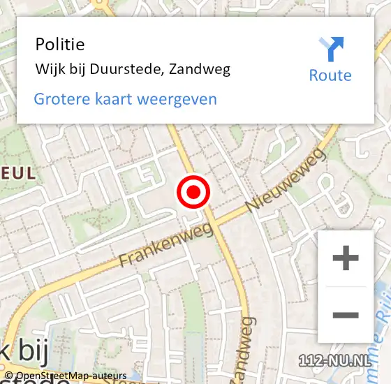 Locatie op kaart van de 112 melding: Politie Wijk bij Duurstede, Zandweg op 2 juli 2019 15:20