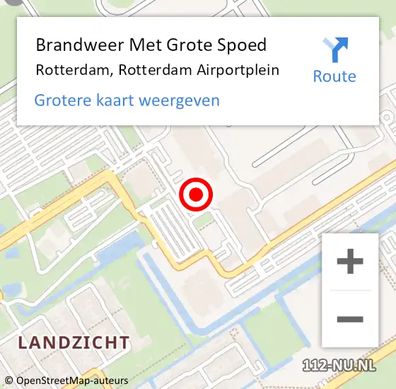 Locatie op kaart van de 112 melding: Brandweer Met Grote Spoed Naar Rotterdam, Rotterdam Airportplein op 2 juli 2019 15:25