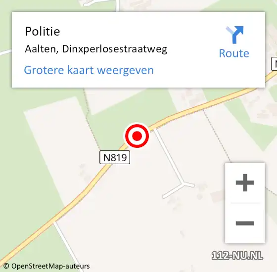 Locatie op kaart van de 112 melding: Politie Aalten, Dinxperlosestraatweg op 2 juli 2019 15:46