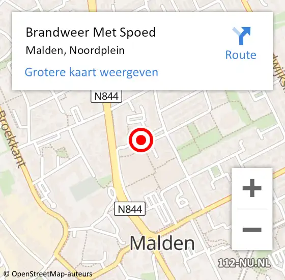 Locatie op kaart van de 112 melding: Brandweer Met Spoed Naar Malden, Noordplein op 2 juli 2019 17:20