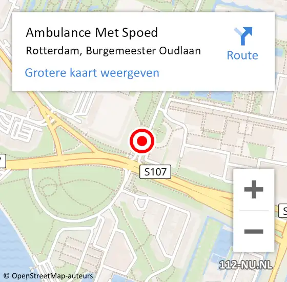 Locatie op kaart van de 112 melding: Ambulance Met Spoed Naar Rotterdam, Burgemeester Oudlaan op 2 juli 2019 17:51