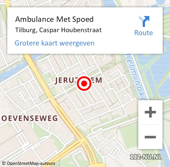 Locatie op kaart van de 112 melding: Ambulance Met Spoed Naar Tilburg, Caspar Houbenstraat op 2 juli 2019 18:00