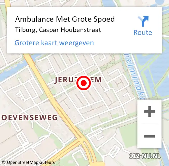 Locatie op kaart van de 112 melding: Ambulance Met Grote Spoed Naar Tilburg, Caspar Houbenstraat op 2 juli 2019 18:02