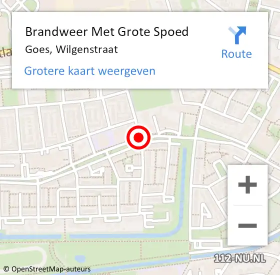 Locatie op kaart van de 112 melding: Brandweer Met Grote Spoed Naar Goes, Wilgenstraat op 2 juli 2019 18:45