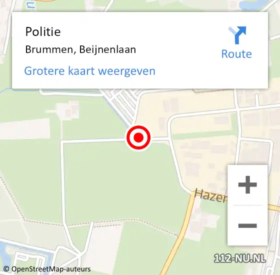 Locatie op kaart van de 112 melding: Politie Brummen, Beijnenlaan op 2 juli 2019 18:54