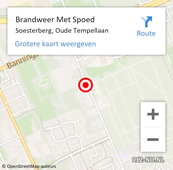 Locatie op kaart van de 112 melding: Brandweer Met Spoed Naar Soesterberg, Oude Tempellaan op 2 juli 2019 19:11