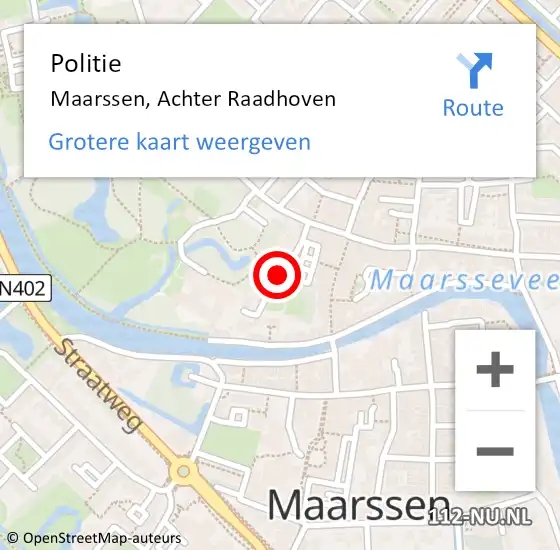 Locatie op kaart van de 112 melding: Politie Maarssen, Achter Raadhoven op 2 juli 2019 19:20